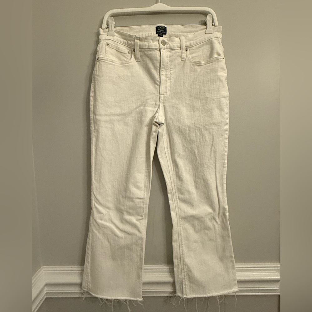 J Crew mid rise flare crop, EUC, white, 30